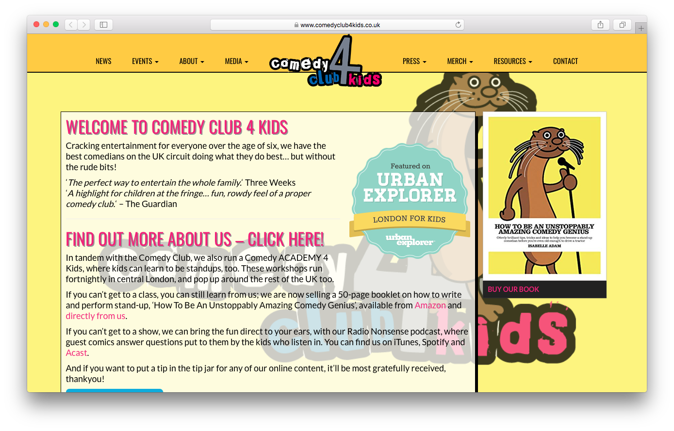 Websites - Comedy Club 4 Kids